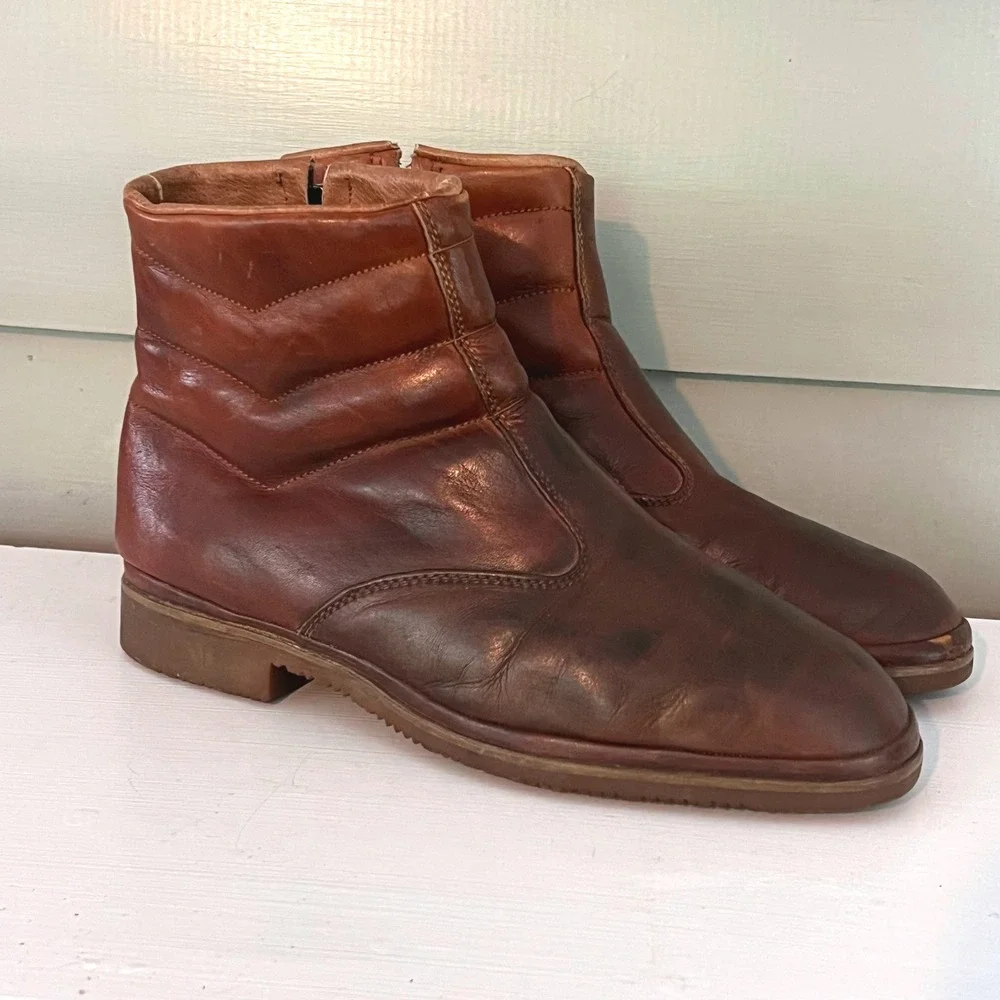 The Florsheim Shoe Beetle Boots Zip Vibram Vintage 8.5 D Chevron Hipster